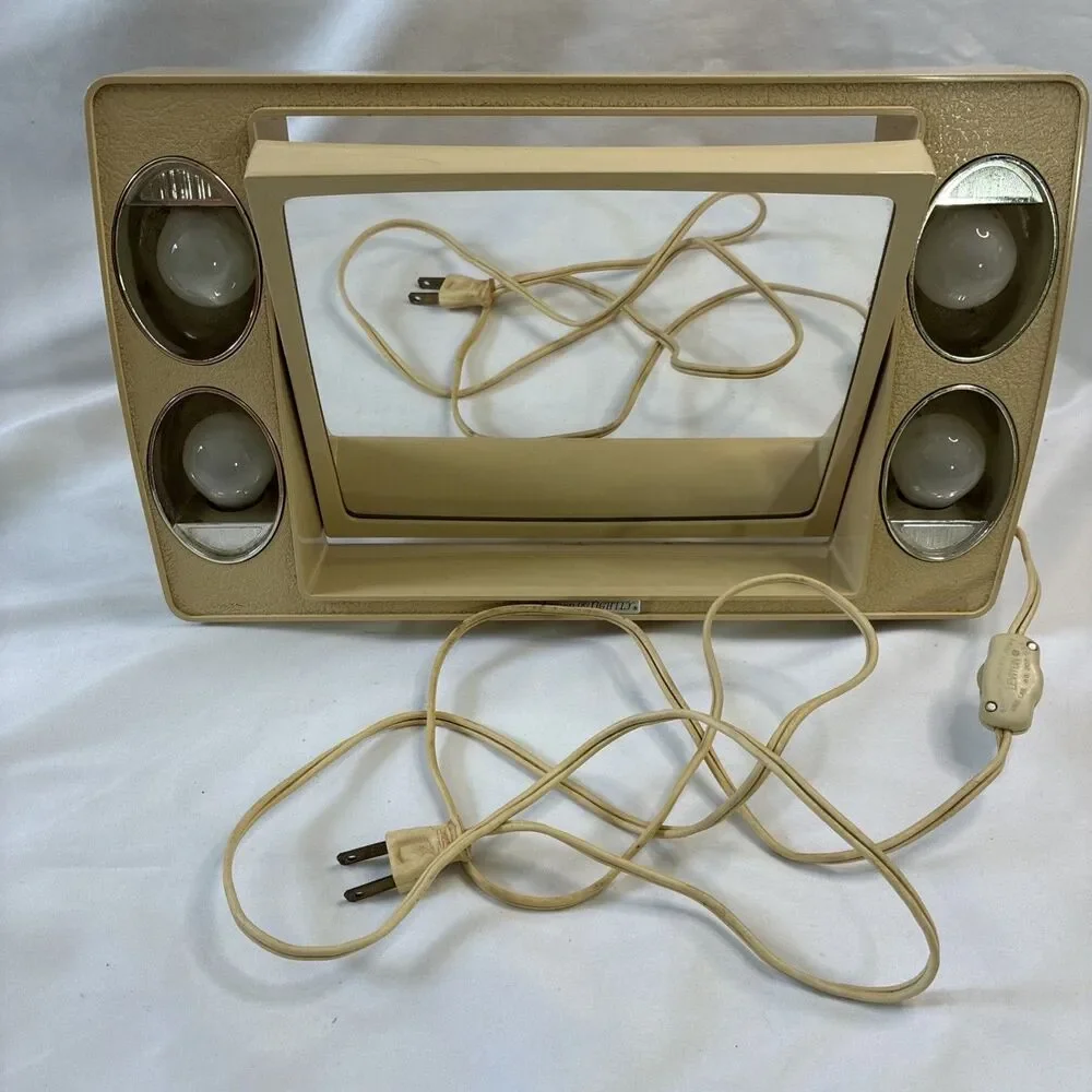 VTG 1970s Mirror Go Lightly Magnifying Lighted Makeup Mirror & Travel Case WORKS
